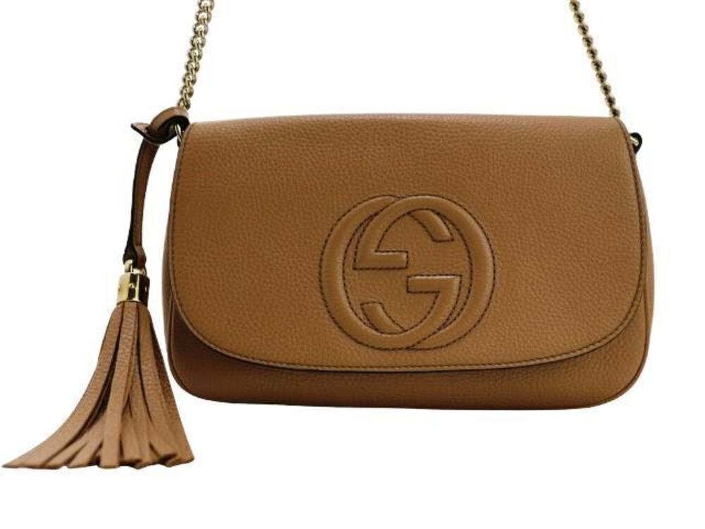 Gucci Soho Chain Shoulder Bag Leather Beige Cream